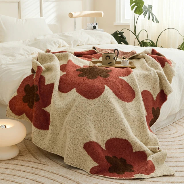 Scandinavian Flower Throw Blanket