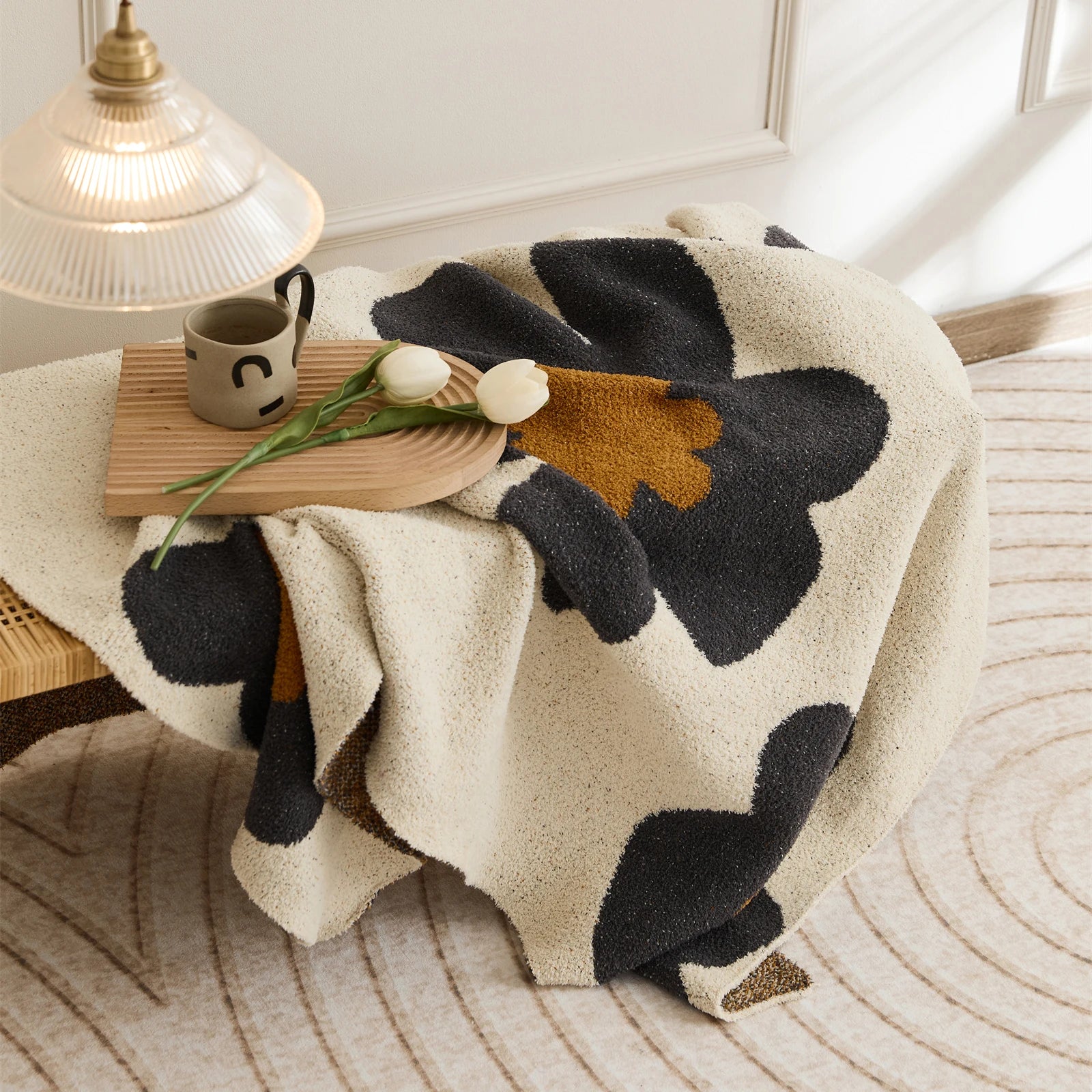 Scandinavian Flower Throw Blanket