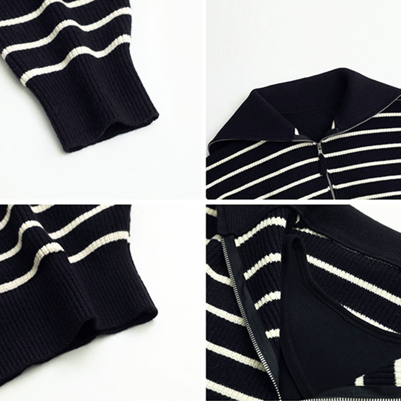 Emilie Half-Zip Stripe Sweater